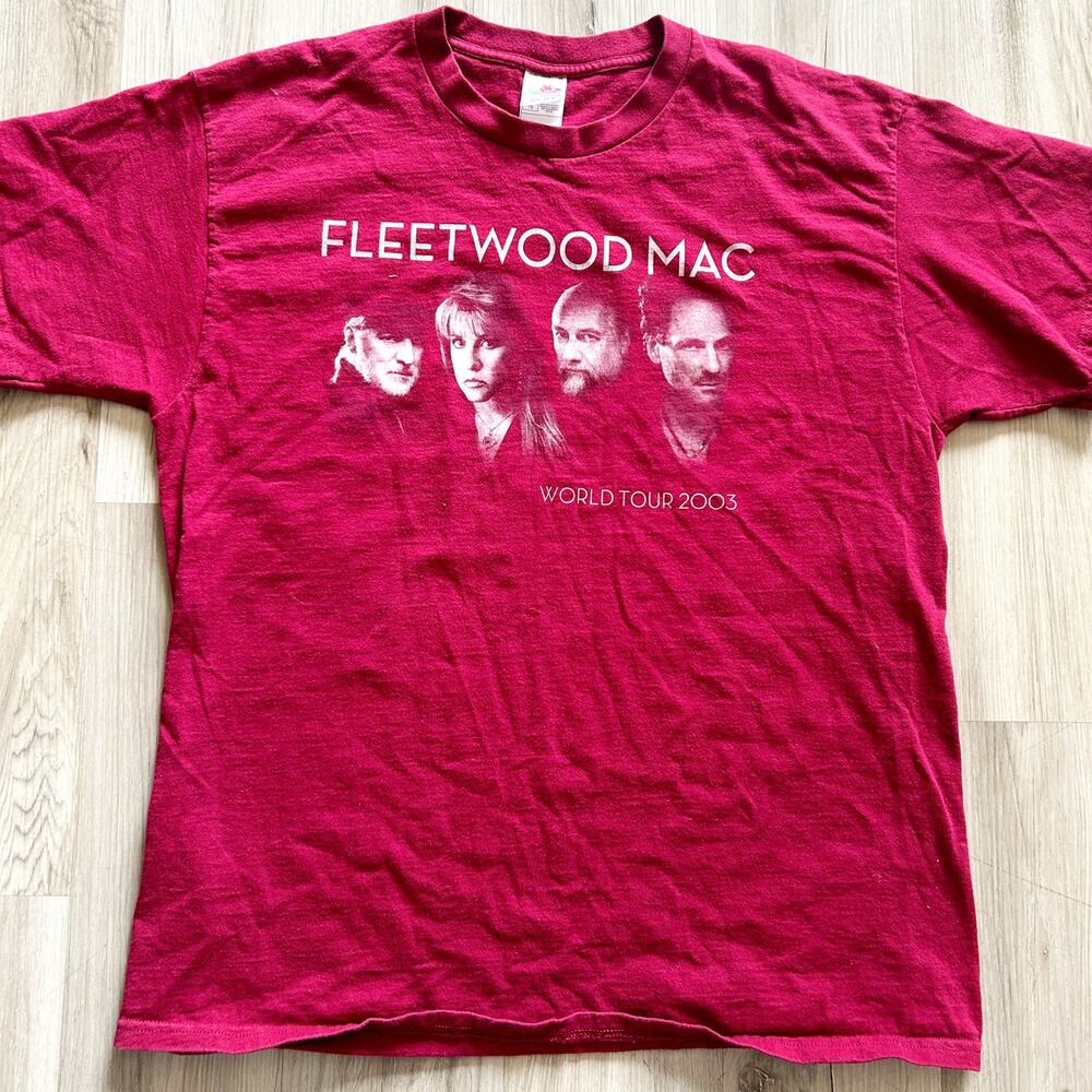Vintage Y2K 2003 Fleetwood Mac World Tour Concert T-Shirt XLarge Burgundy Red